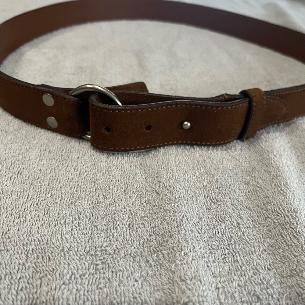 Vtg Brooks Brothers Brown Suede O Ring Needle Belt 40/ Large Classic USA‎
